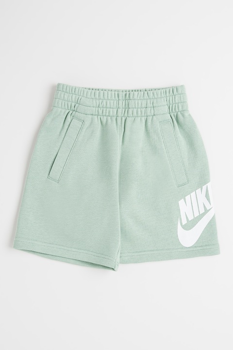 Nike, Pantaloni scurti cu buzunare oblice Sportswear Club, Alb/Verde pal