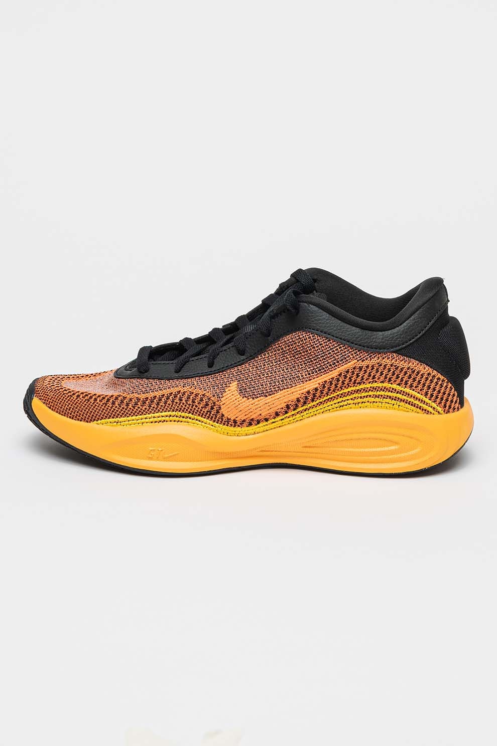 Nike, Pantofi pentru baschet G.T. Hustle Academy, Negru, Galben sofran, Portocaliu mandarina, 10