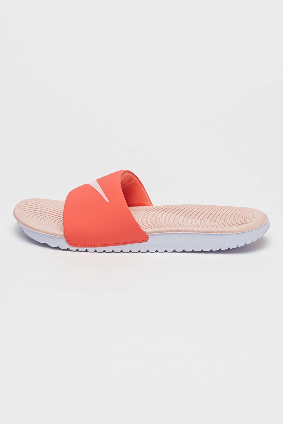 Nike, Papuci cu logo Kawa, Roz pastel, Piersica, Alb optic, 35 EU