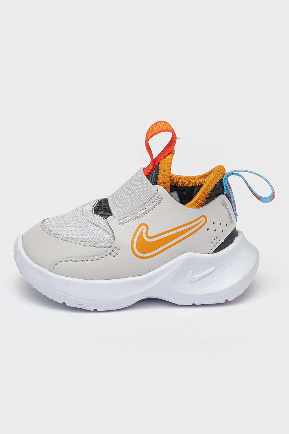 Nike, Pantofi sport slip-on cu logo, Gri deschis, Portocaliu, Alb optic, 19.5 EU