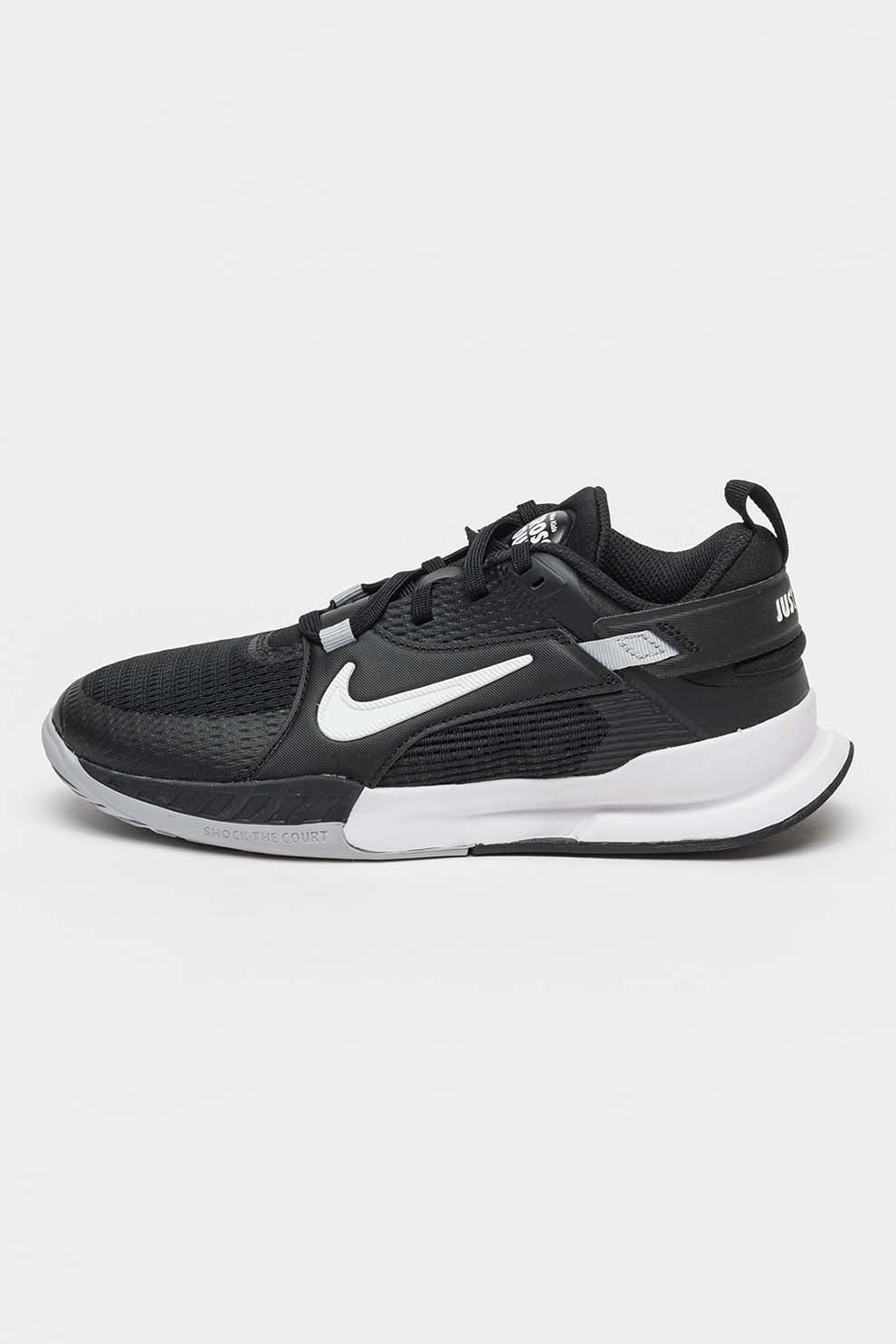 Nike, Pantofi cu insertii de plasa, pentru alergare Crosscourt, Negru, Gri deschis, Alb optic, 35.5 EU