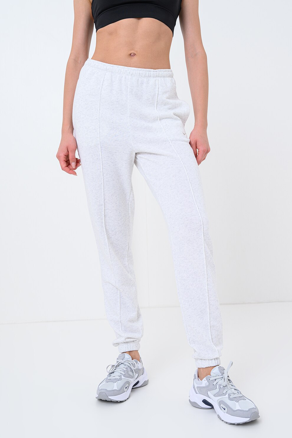Nike, Pantaloni de trening din amestec de bumbac cu buzunzare laterale, Gri deschis, Alb murdar, S