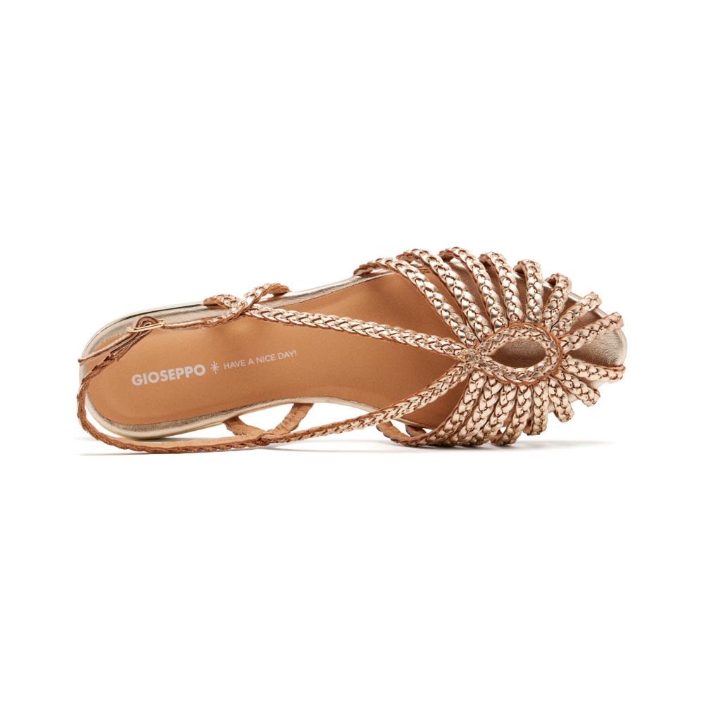 Gioseppo, Sandale fisherman de piele cu aspect impletit, Auriu, 39