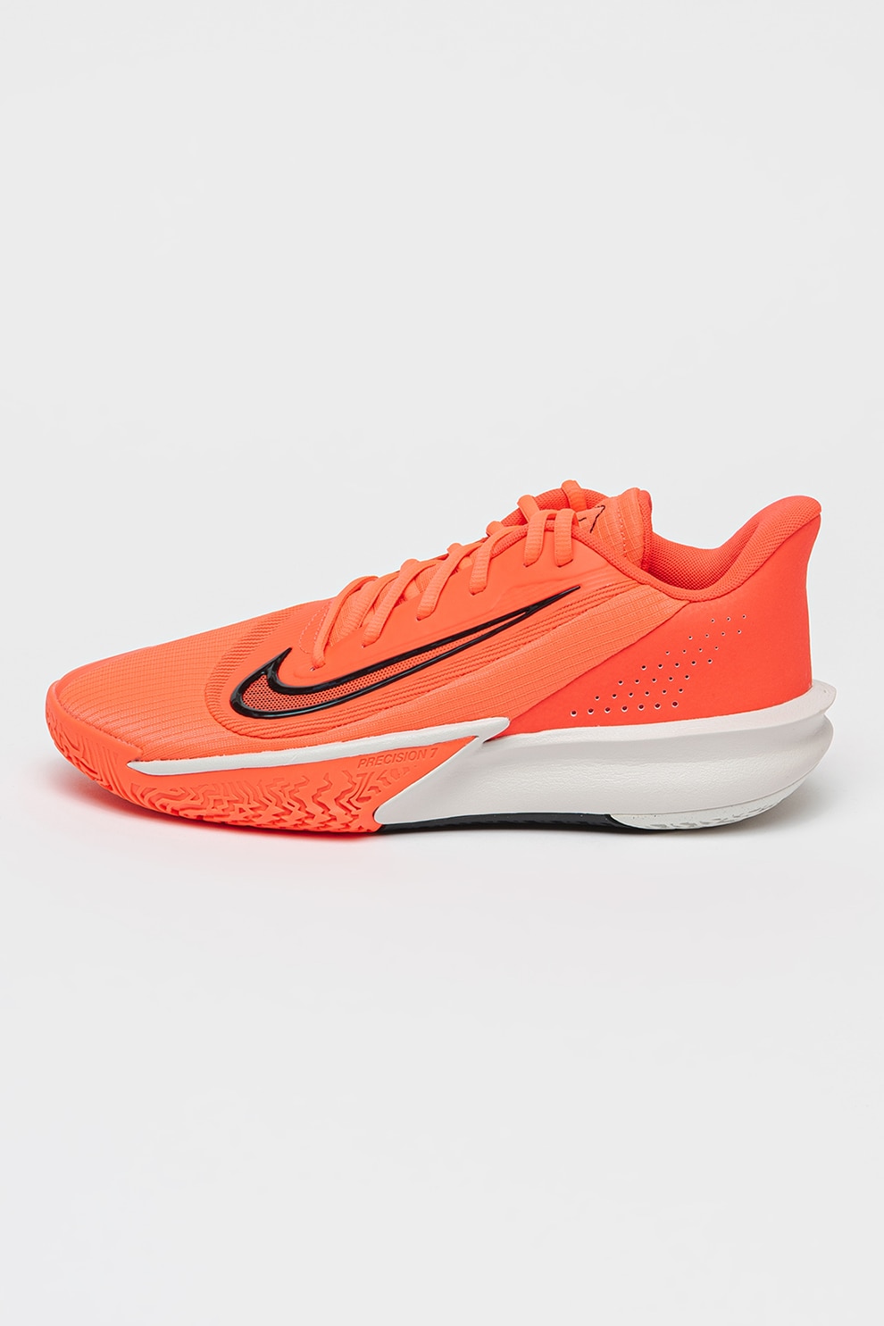Nike, Pantofi low-cut pentru baschet Precision VII, Rosu, Negru, Alb murdar, 11