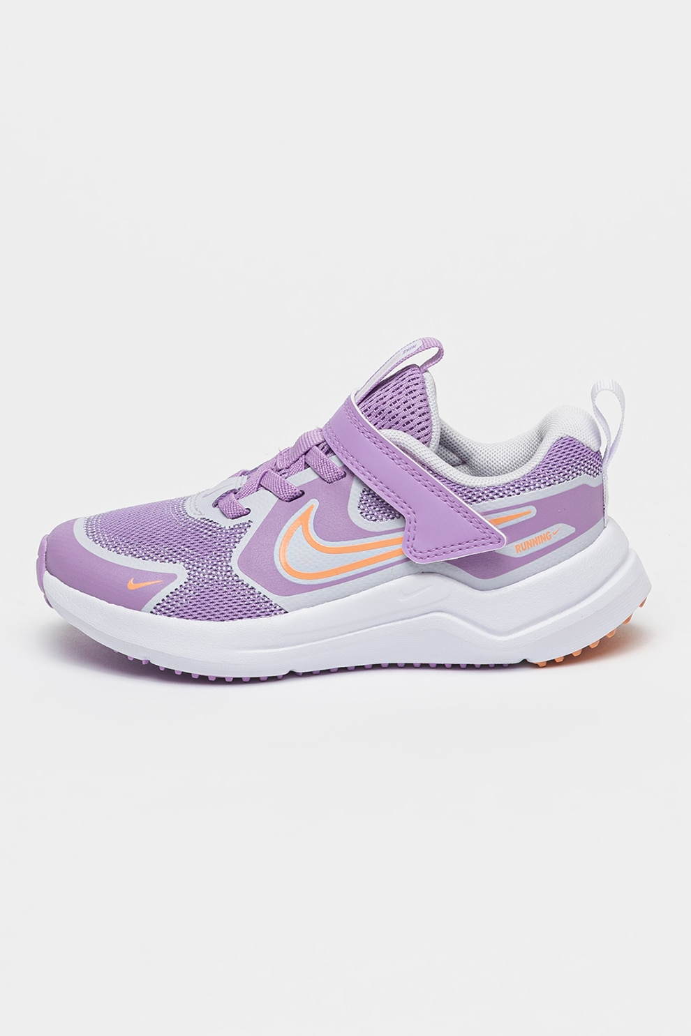 Nike, Pantofi Cosmic cu velcro, pentru alergare, Portocaliu pal, Lila, Alb optic, 29.5 EU