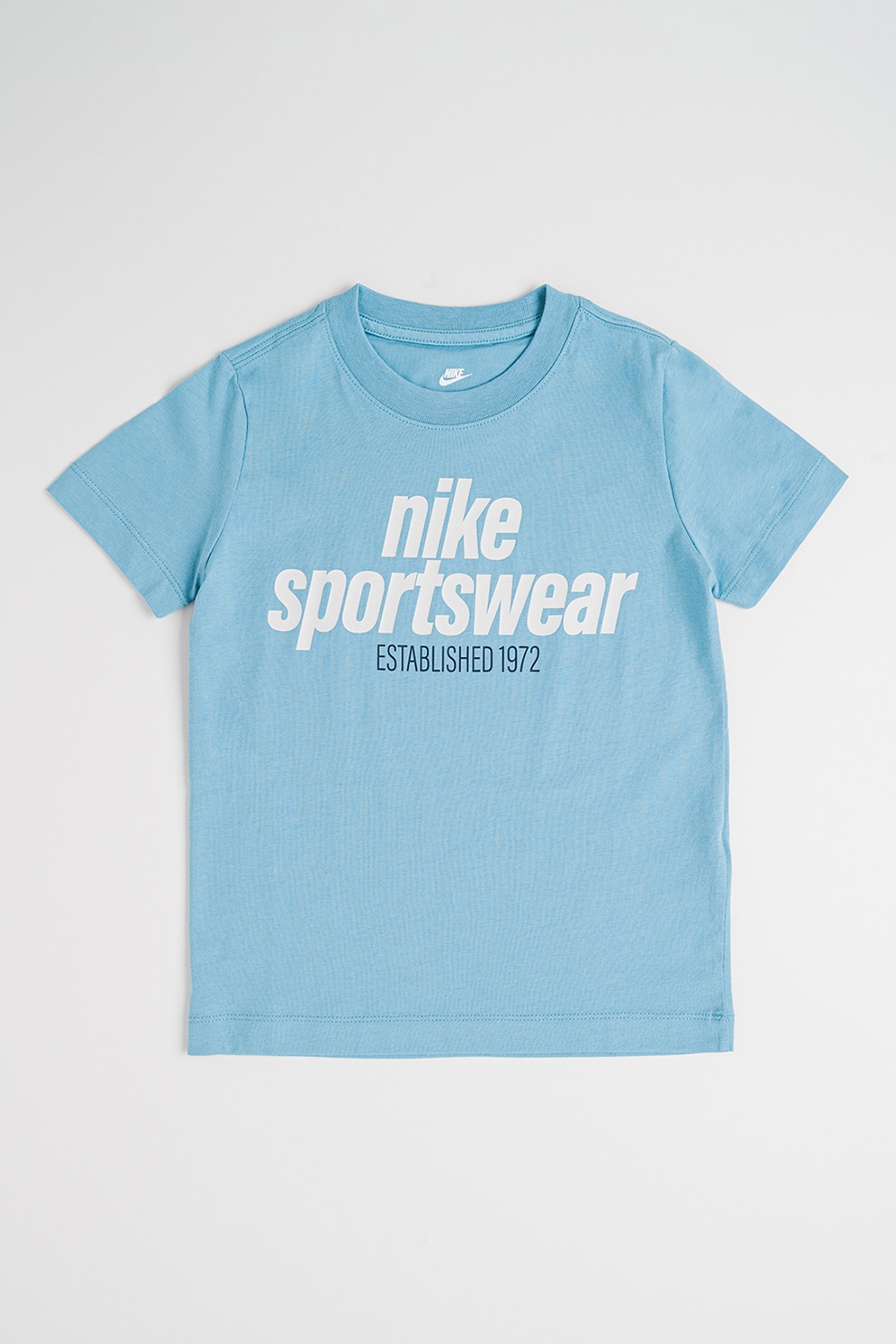 Nike, Tricou de bumbac cu imprimeu contrastant, Albastru deschis, 158-170 CM