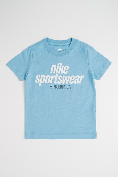 Nike, Памучна тениска с контрасти, Светлосин