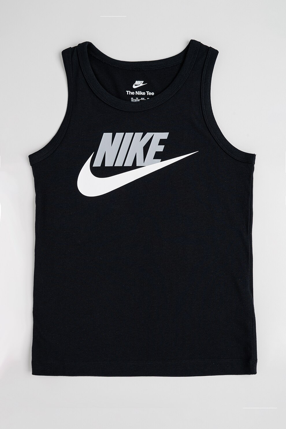 Nike, Top cu imprimeu logo, Alb, Negru, 158-170 CM