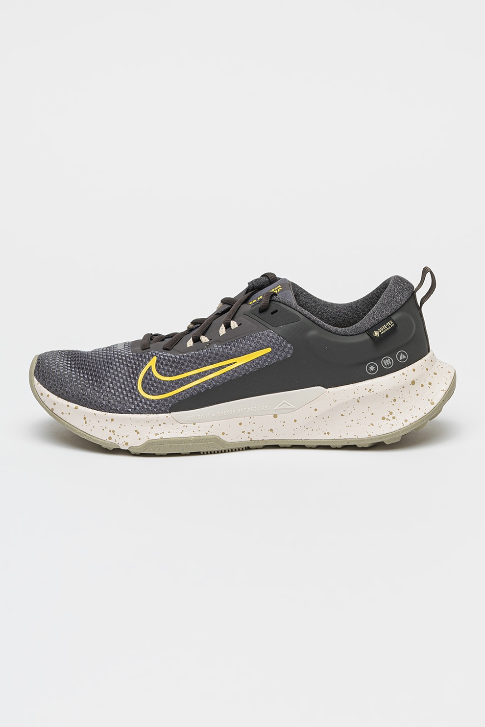 Nike, Pantofi Juniper Trail 2 cu detalii reflectorizante, pentru alergare, Galben, Alb murdar, Gri inchis, 7