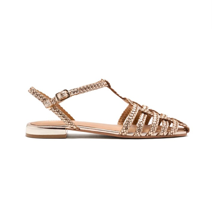 Gioseppo, Balerini de piele cu model tesut Dighton, Auriu