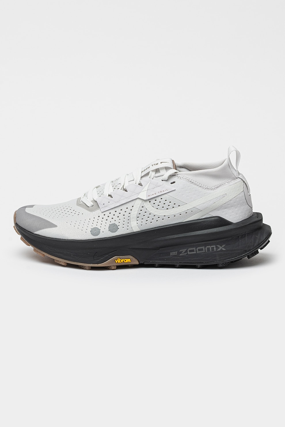Nike, Pantofi sport ZoomX Zegama Trail 2 pentru alergare pe teren accidentat, Gri deschis, Alb murdar, 11