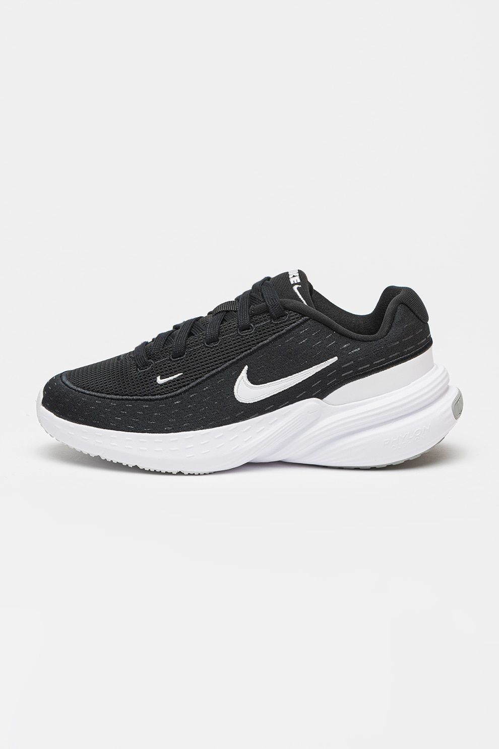 Nike, Pantofi sport Uplift din material textil cu logo, Alb, Negru, 35.5 EU