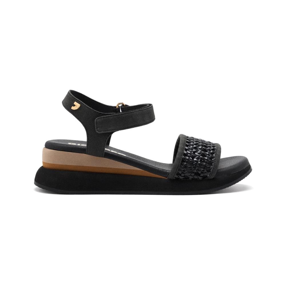 Gioseppo, Sandale wedge cu velcro, Negru, 36