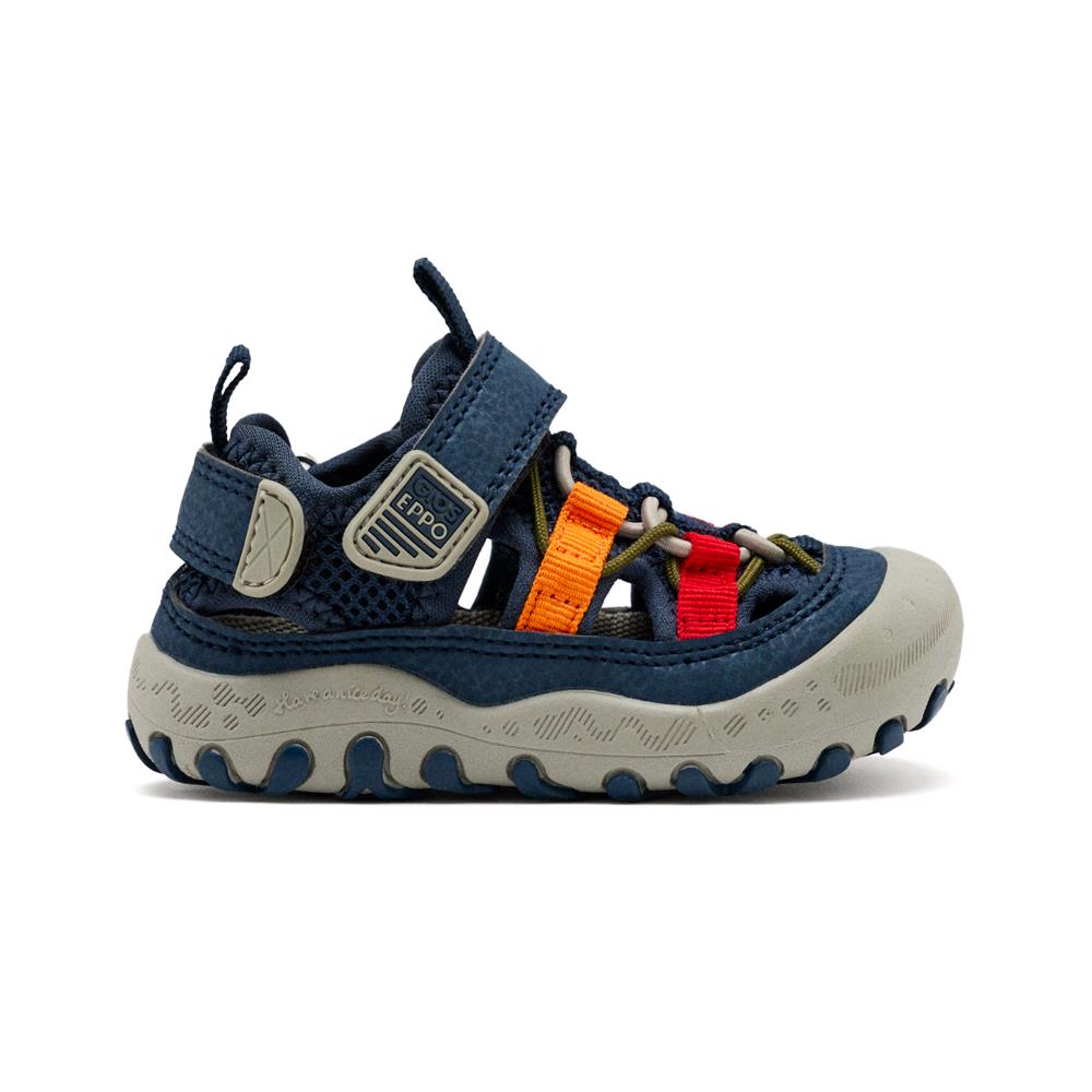 Gioseppo, Sandale cu inchidere velcro si insertii din material textil, Albastru royal, Bleumarin, 21 EU
