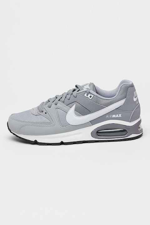 Nike, Кожени спортни обувки Air Max Command с мрежа, Светло сив/Мръснобял
