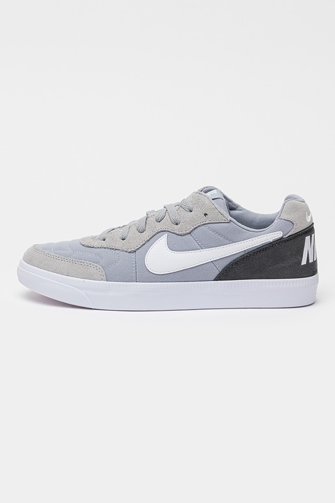 Nike, Pantofi sport de piele intoarsa cu garnituri din material textil Tiempo, Gri deschis