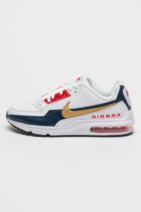 Nike, Air Max sneaker bőr és szintetikus részletekkel, Fehér/Aranyszín/Tengerészkék