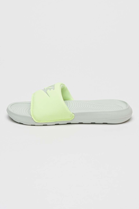 Nike, Papuci cu imprimeu logo Victori One, Gri deschis/Verde pal, 40.5