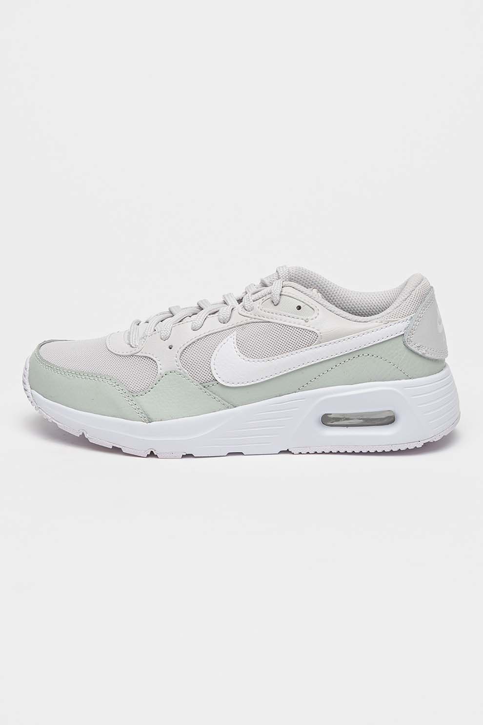 Nike, Pantofi sport cu garnituri din piele Air Max SC, Gri cenusiu, Alb optic, Bej deschis, 36 EU