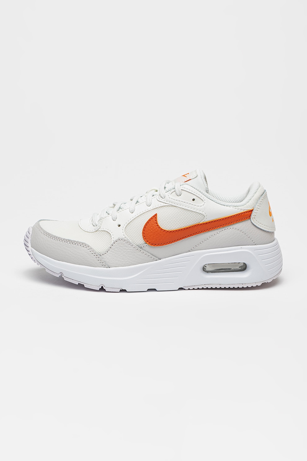 Nike, Pantofi sport cu garnituri din piele Air Max SC, Gri deschis, Portocaliu stins, 38.5 EU