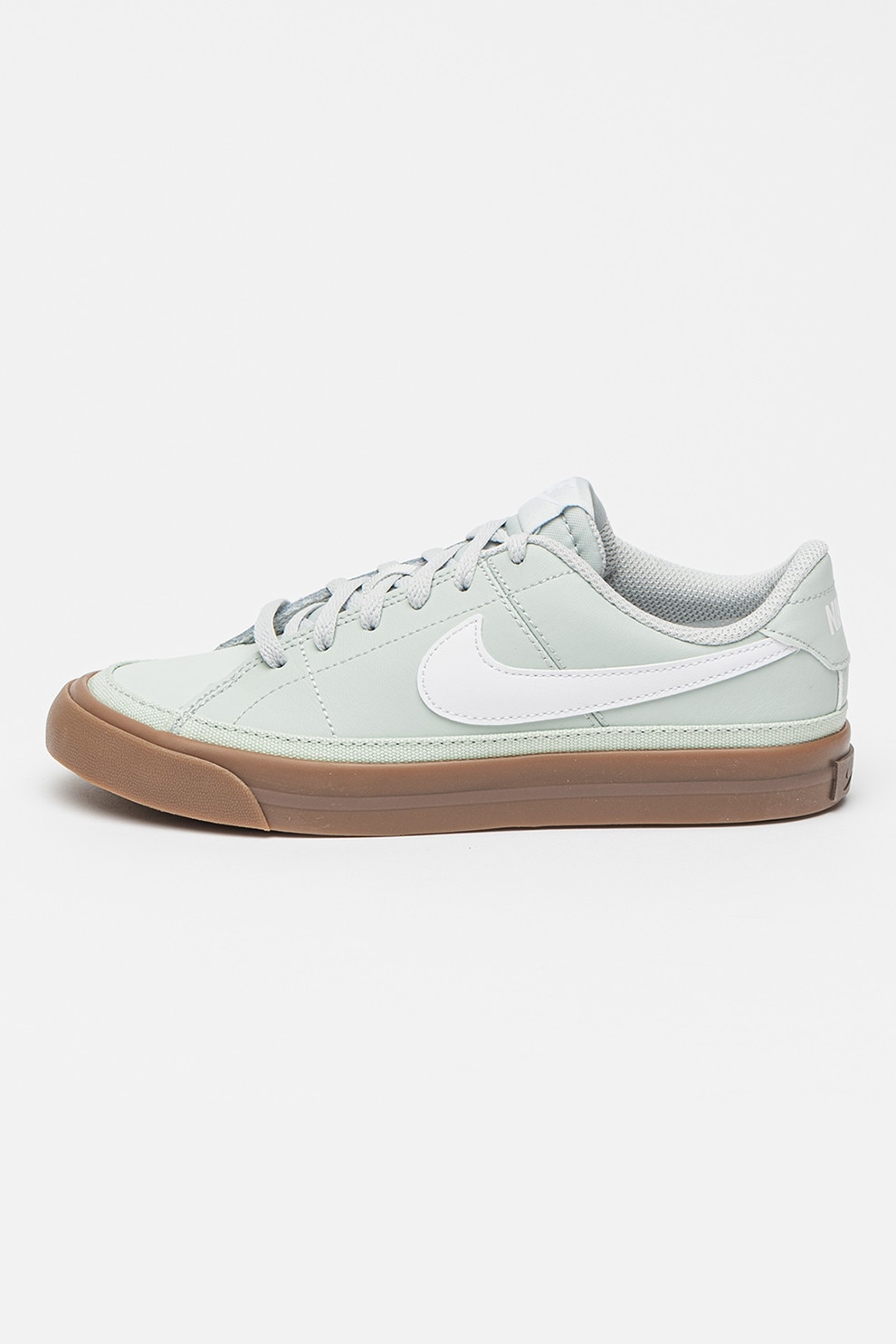 Nike, Pantofi sport Court Legacy cu insertii din piele, Alb, Verde pal, 38.5 EU