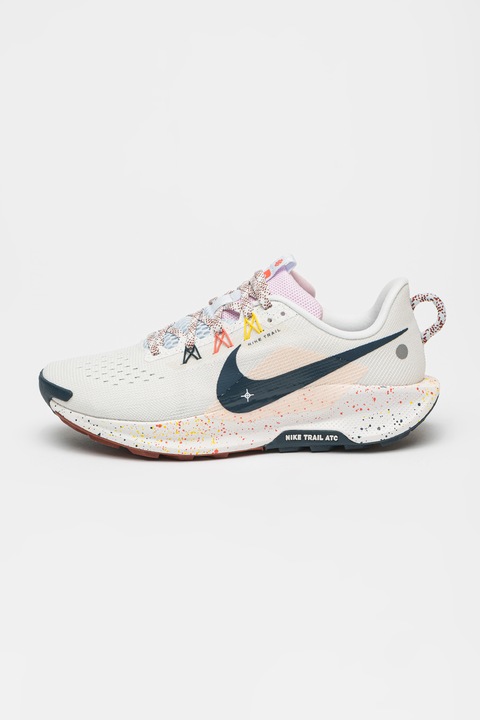 Nike, Pantofi ReactX Pegasus 5 pentru alergare pe teren accidentat, Negru/Piersica/Alb murdar