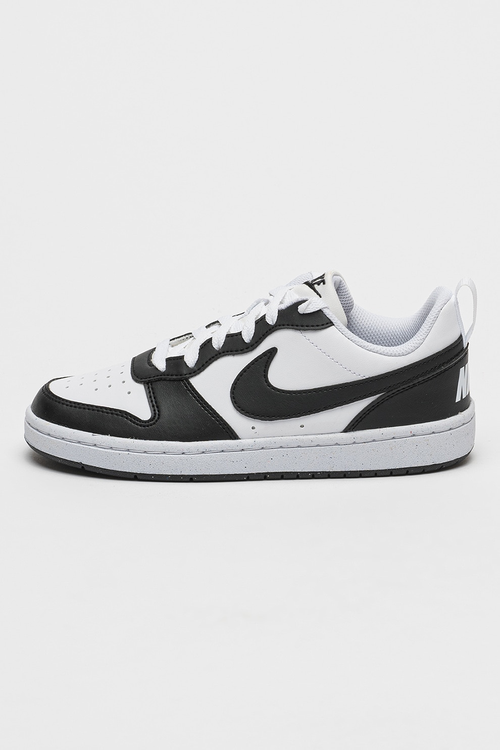 Nike, Pantofi sport din piele ecologica Court Borough, Negru stins, Alb optic, 36 EU