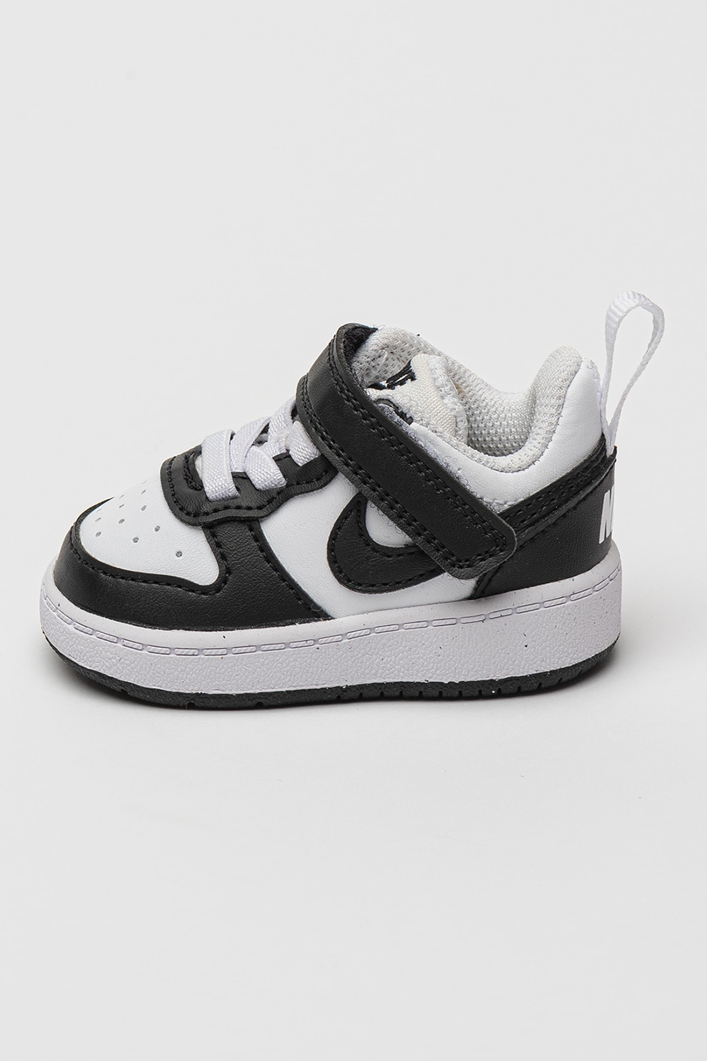 Nike, Pantofi sport Court Borough cu inchidere velcro, Alb, Negru stins, 25 EU