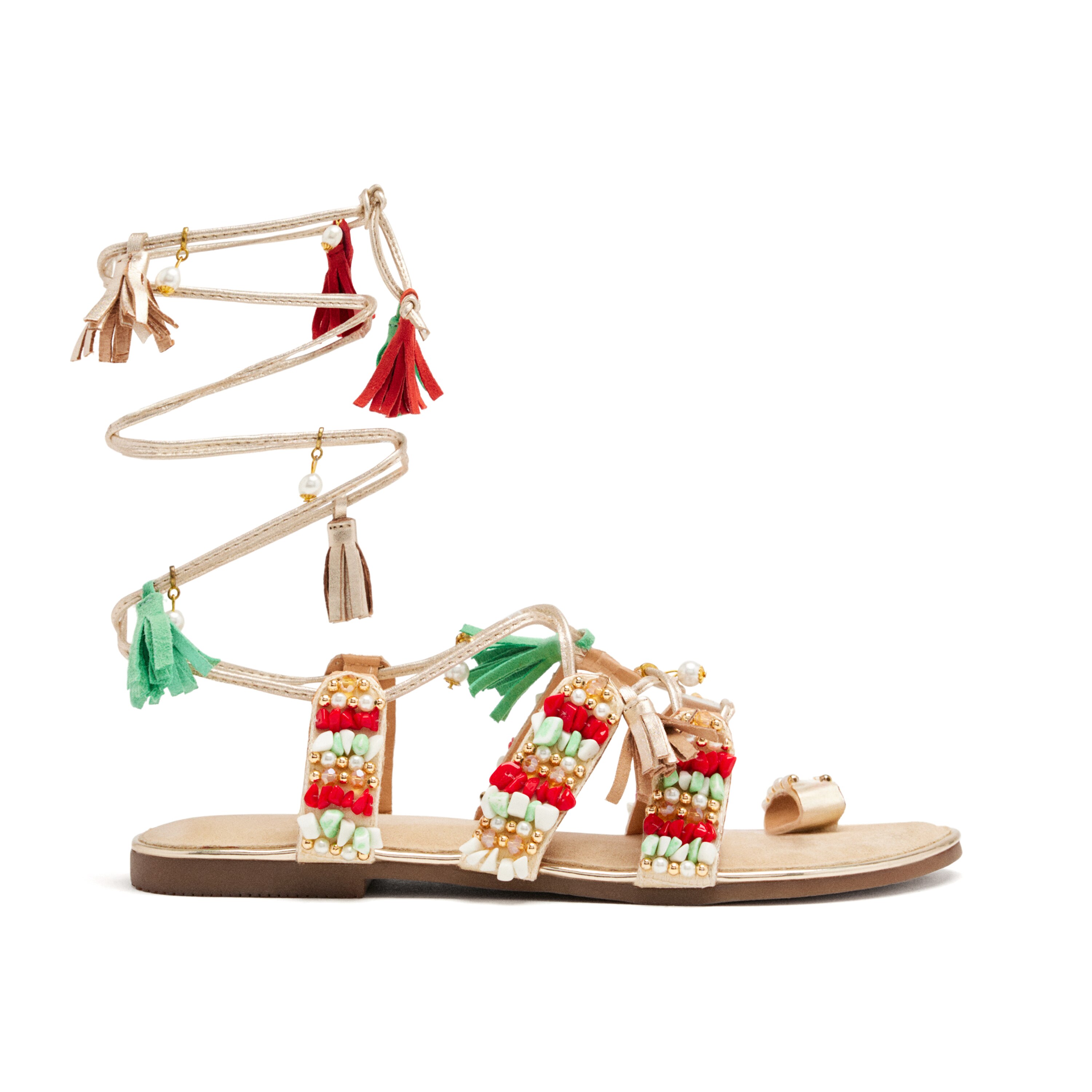 Gioseppo, Sandale decorate cu margele Nubo, Rosu, 36