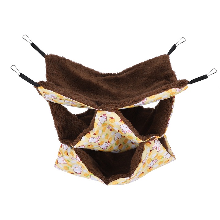 Hamac pentru animale mici Enforose, 3 niveluri, flanel, multicolor, cu 4 carlige