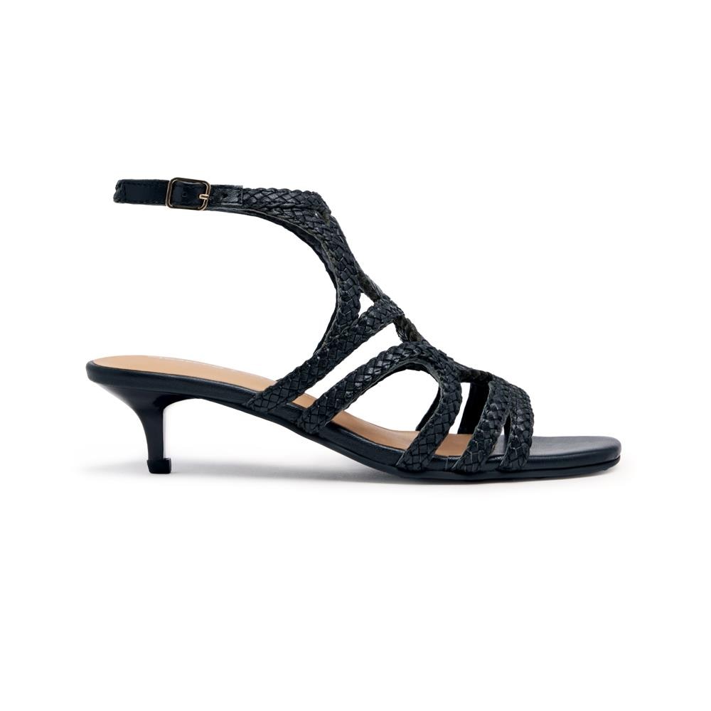 Gioseppo, Sandale din piele cu toc kitten, Negru, 39