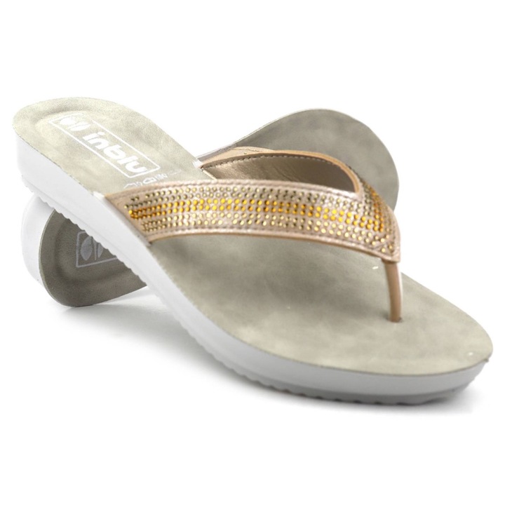 Női flip-flop, Inblu, díszpántok, bézs