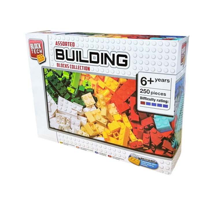 Set de constructie pentru copii, 250 bucati, multicolor, Block Tech, 26-1681