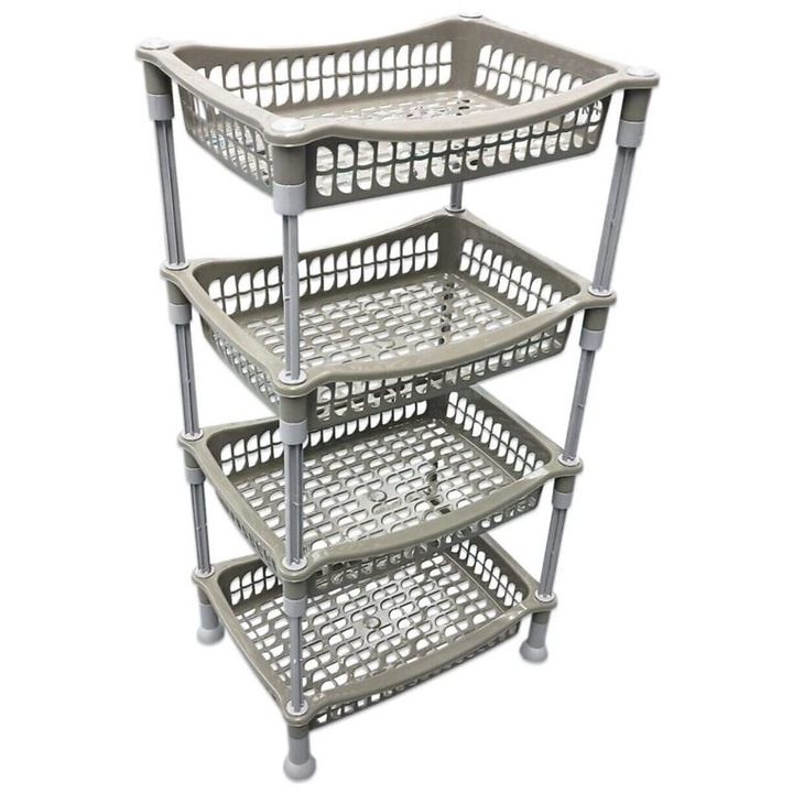 Raft Bucatarie cu 4 Rafturi sultan, 70x41x29 cm, Dreptunghiulara, Plastic Bej