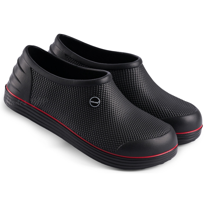 Gumicsizma, Eva, csúszásmentes, tömör talp, könnyen tisztítható, vízálló, nagy rugalmasságú, unisex cipő, fekete, 46