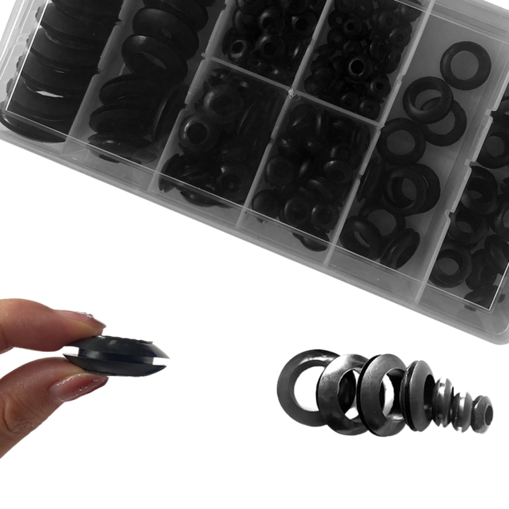 Set mixt 200 garnituri pentru Protectia Firelor MaxTech, Cauciuc, Negru