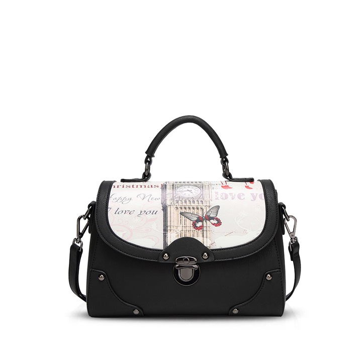 Nicole & Doris kézitáska - Elegáns, Crossbody, többfunkciós női vízálló PU bőr fekete