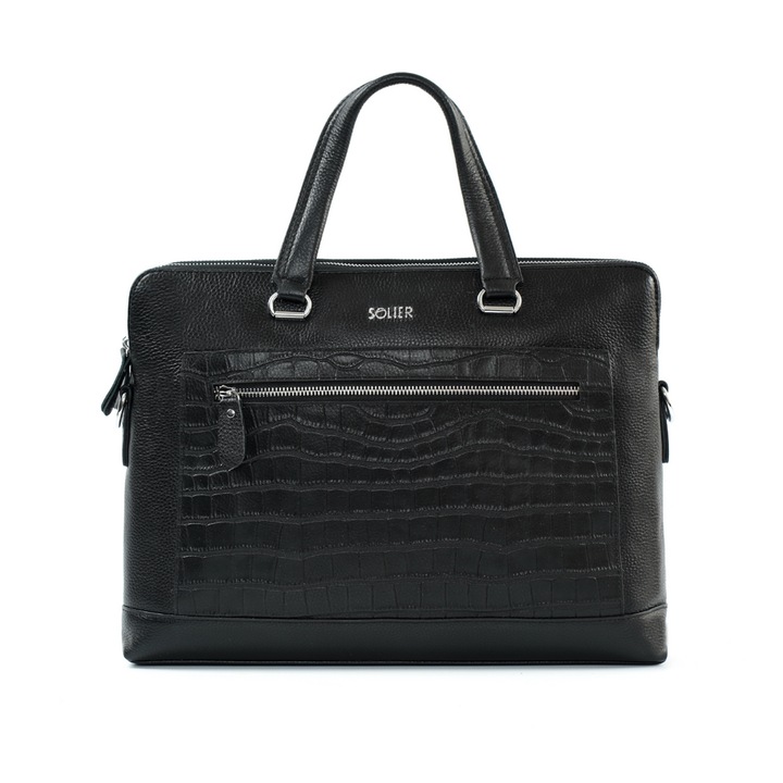 Дамска чанта за лаптоп FL33 Selvanna, Кожа, Черен