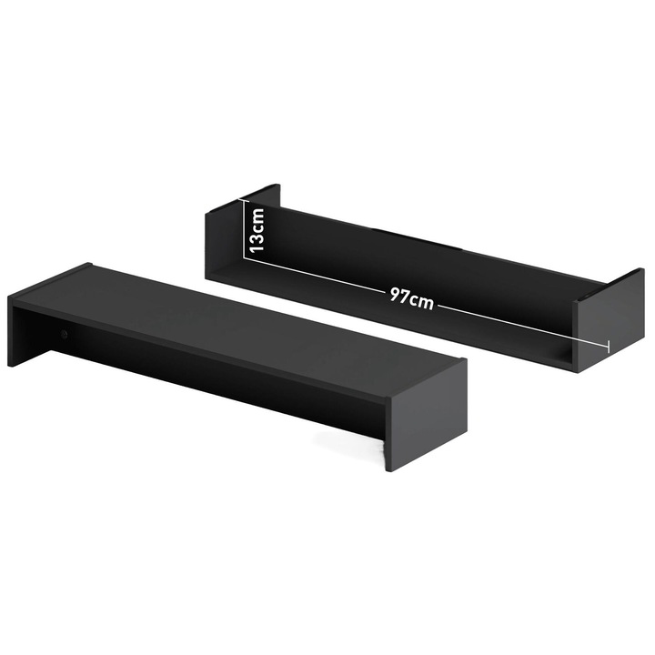 PC monitor állványHOMCOM állvány 2 tárolórekesszel, fa állvány, terhelhetőség 16 kg-ig, 100x27x15 cm, fekete
