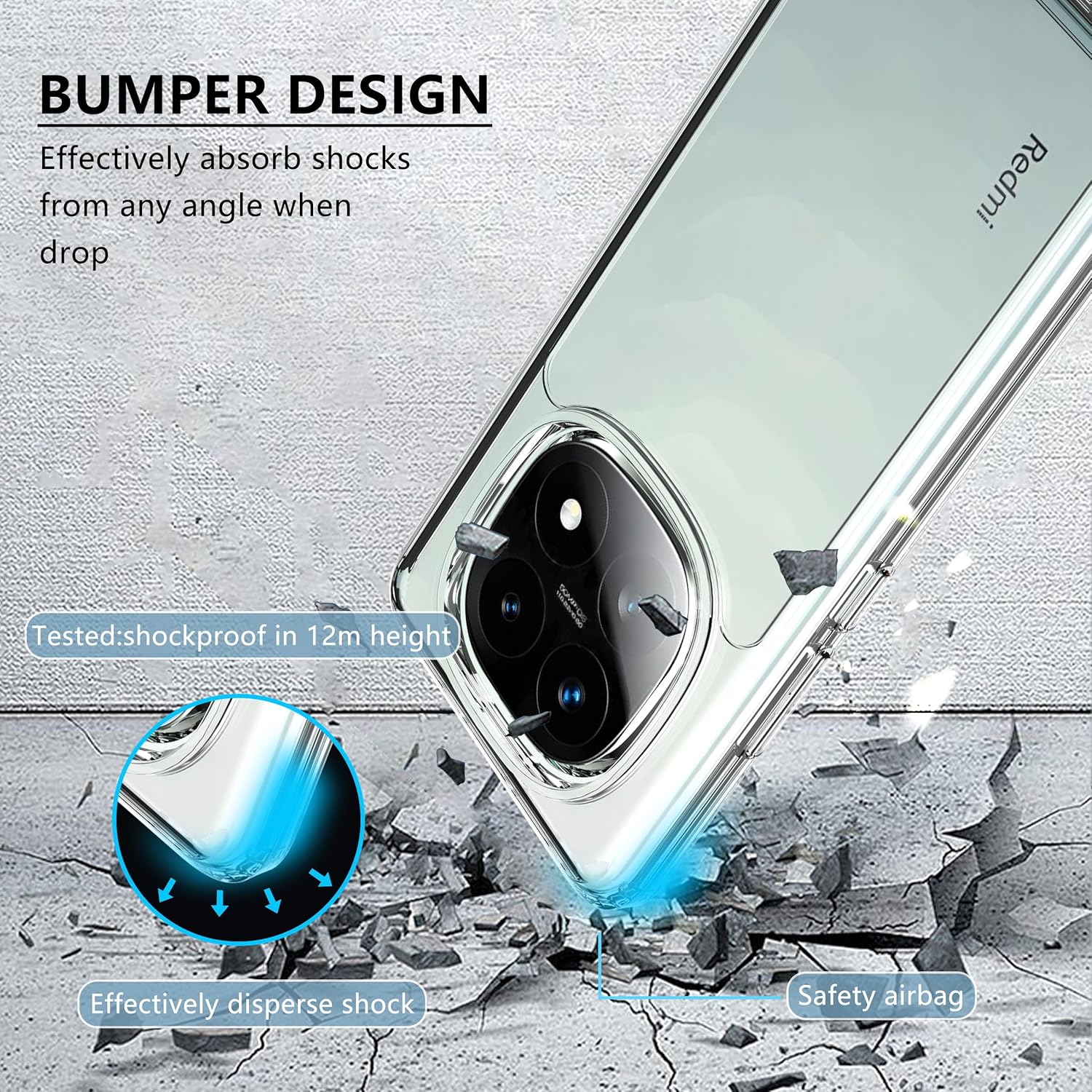 BestCase® Husa Pentru Xiaomi Redmi Note 14 Pro, Anti Shock 1.5MM, Protectie camera si ecran, Transparent