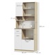 Bufet inalt de bucatarie cu sertar, HOMCOM, 3 dulapuri si 4 compartimente deschise, din PAL, pentru living si bucatarie, 80x35x180 cm, alb si stejar
