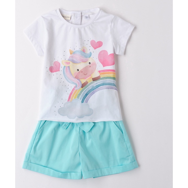 Sarabanda, Unicorn mintás póló és rövidnadrág szett, Multicolor
