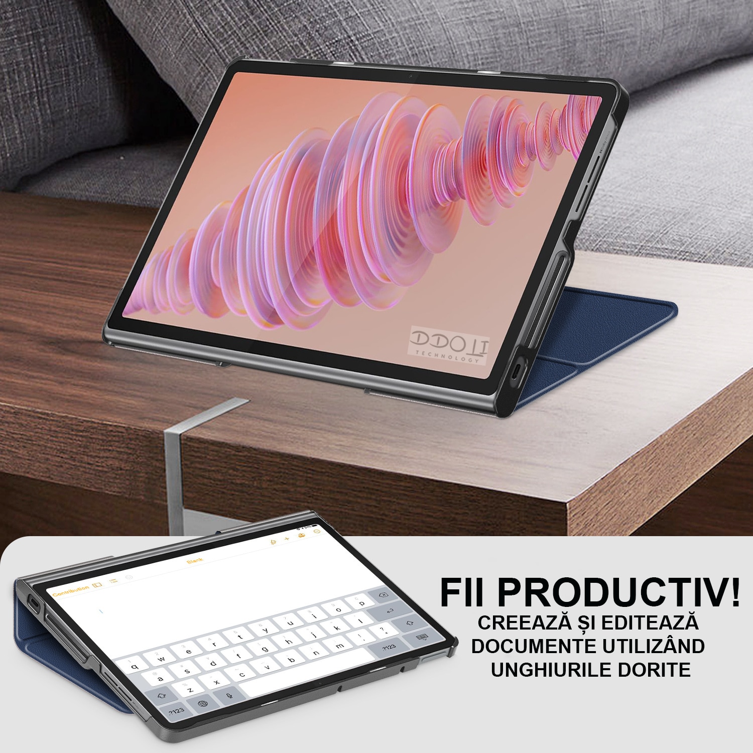 Husa pentru tableta Lenovo Tab Plus, 11.5 inch, negru, DDOLI