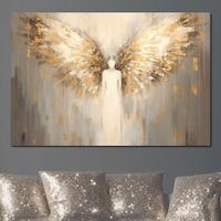 Tablou Canvas Premium, LuxCanva® H1000, Aura Puritatii, 70 X 100 CM, Panza Bumbac 100% 400g/m2, Sasiu Lemn, Rai, Divinitate, Aurite, Aripi, Inger, Porti, Univers, Religie, Crestinism, Living, Dormitor, Birou