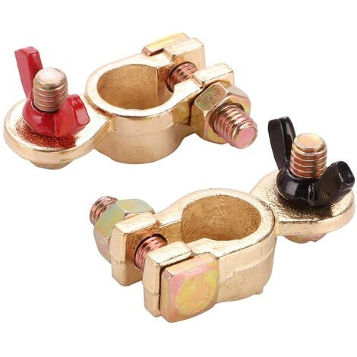 12V/24V tömör sárgaréz akkumulátorsaruk anyákkal, kódolt bordákkal