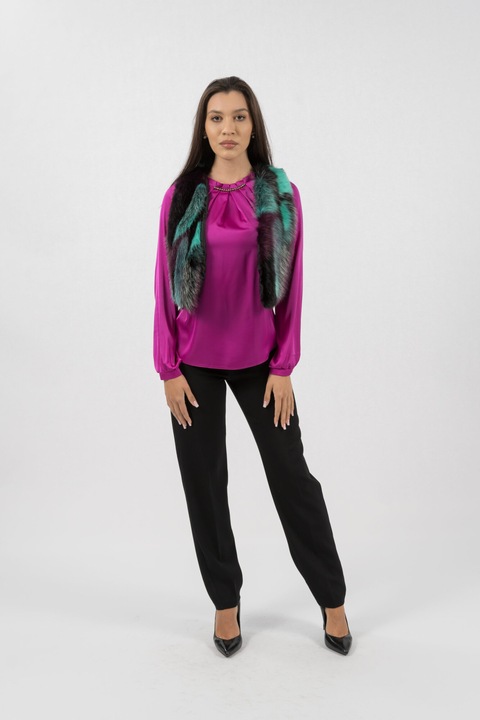 Compleu Bluza Fuchisa Vesta Turcoaz si Pantaloni Izabela - L