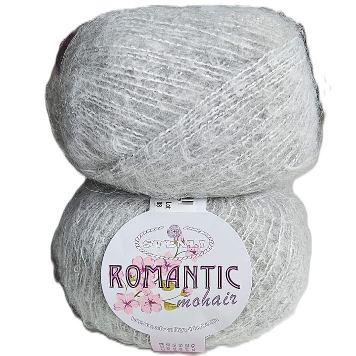 Set 2 buc fir textil Stenli Romantic, 50g / 220m, gri - cod 03