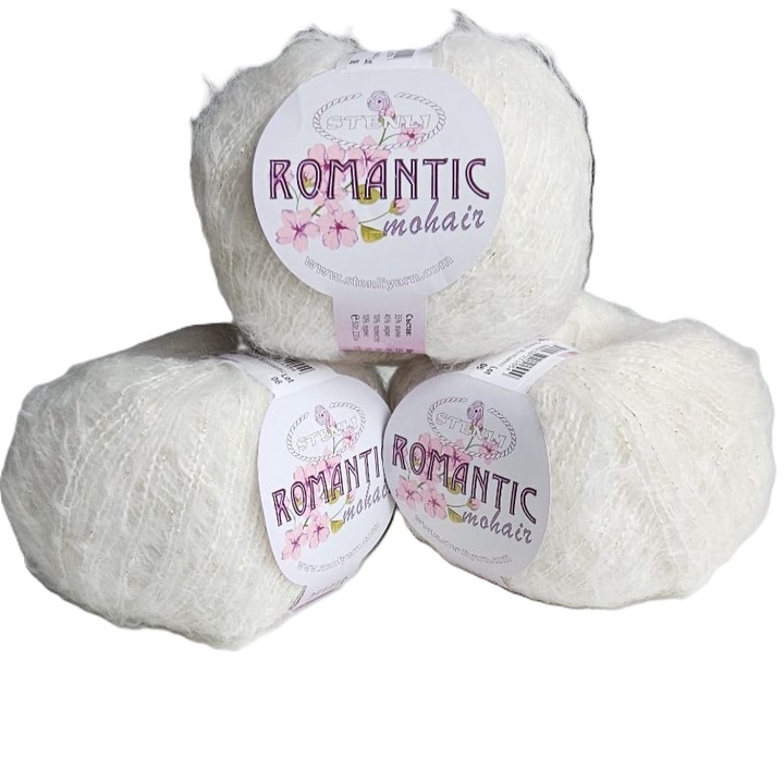 Set 3 buc fir textil Stenli Romantic, 50g / 220m, crem pal - cod 09