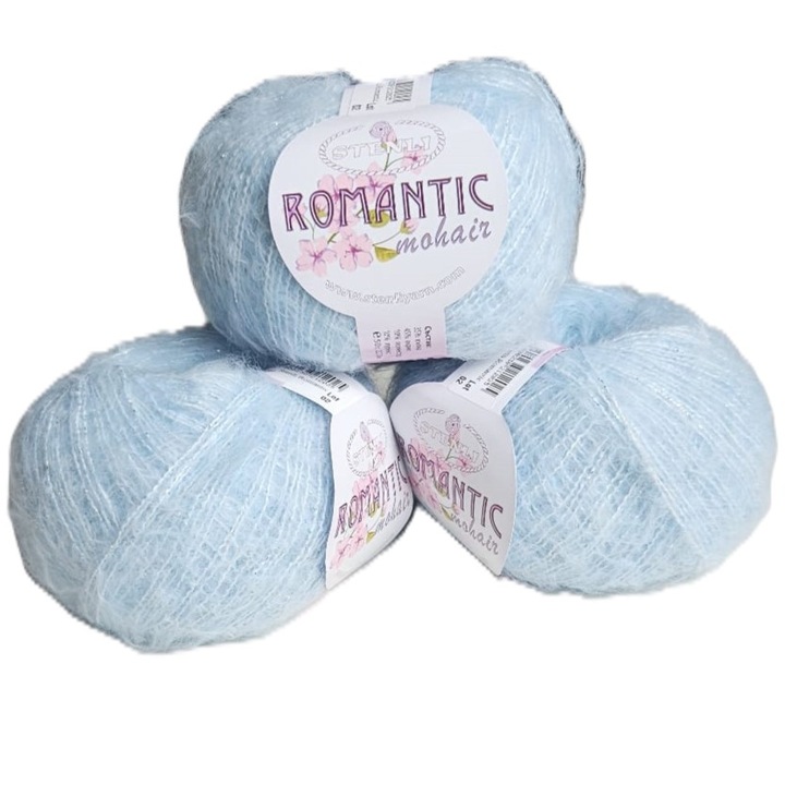 Set 3 buc fir textil Stenli Romantic, 50g / 220m, bleu - cod 13