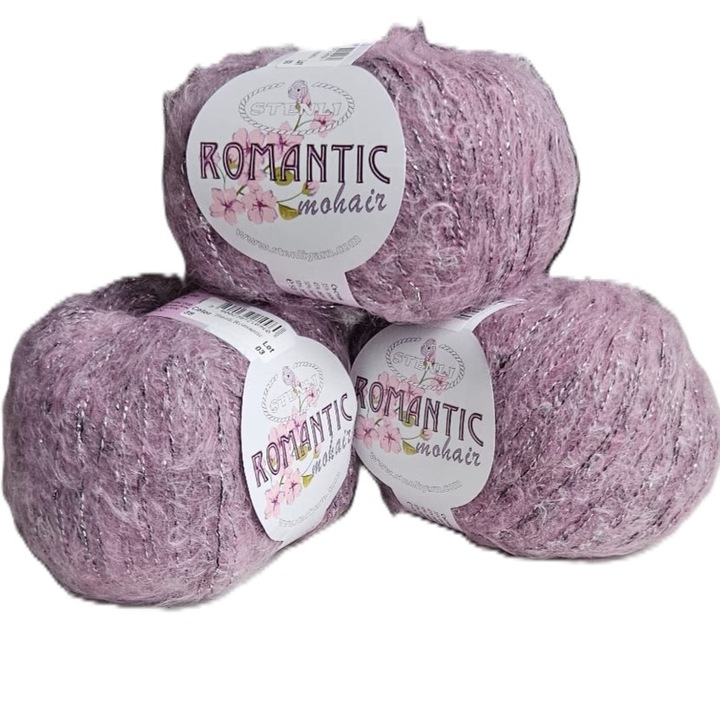 Set 3 buc fir textil Stenli Romantic, 50g / 220m, mov visiniu - cod 38